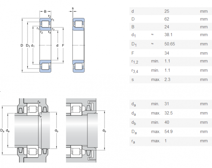 Low Noise Cylindrical Sealed Roller Bearings For Electrical Appliances