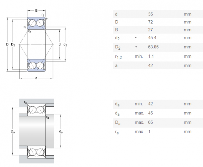 3207A - 2Z Double Row Angular Contact Bearing With High Speed