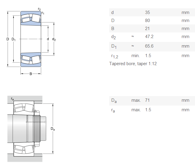 Heavy Loading Metric Spherical Bearings 21307 CCK / W33 For Filter Plant