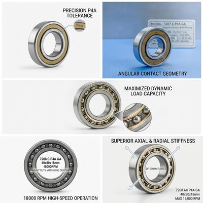 P4 Precision Angular Contact Ball Bearing 71914AC 25 Degree High Rigidity Spindle Bearing