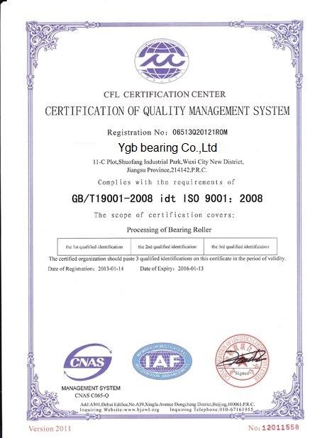 China YGB Bearing Co.,Ltd Certification